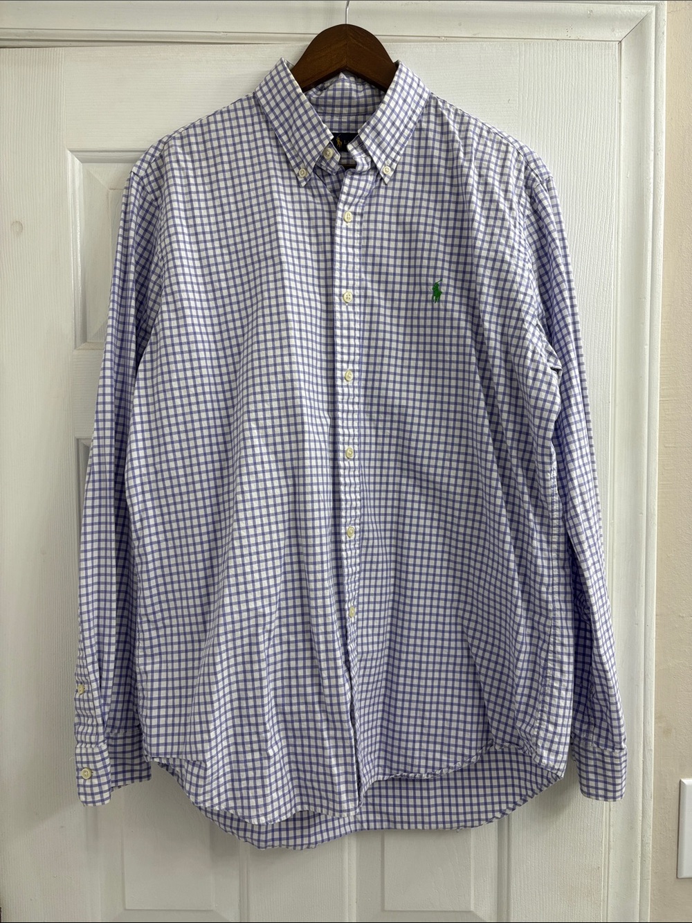 Ralph Lauren Purple and White Check Button-Down Shirt